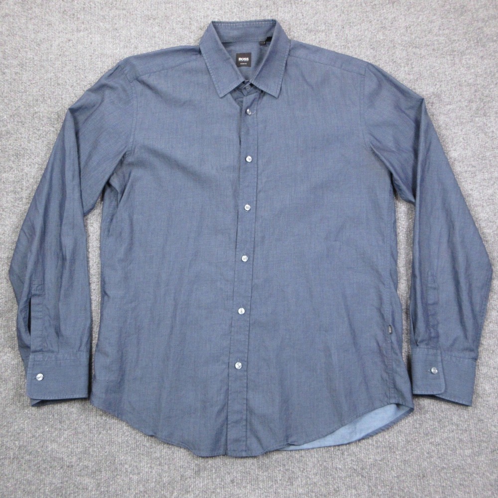 Hugo Boss Ronny Shirt Mens Blue Slim Fit Button Down Business Casual Office